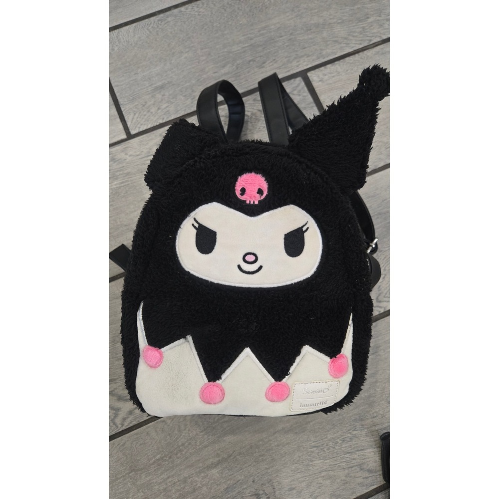 Loungefly Sanrio Kuromi Plush Sherpa Mini Backpack and Wallet Set Hot Topic NWT